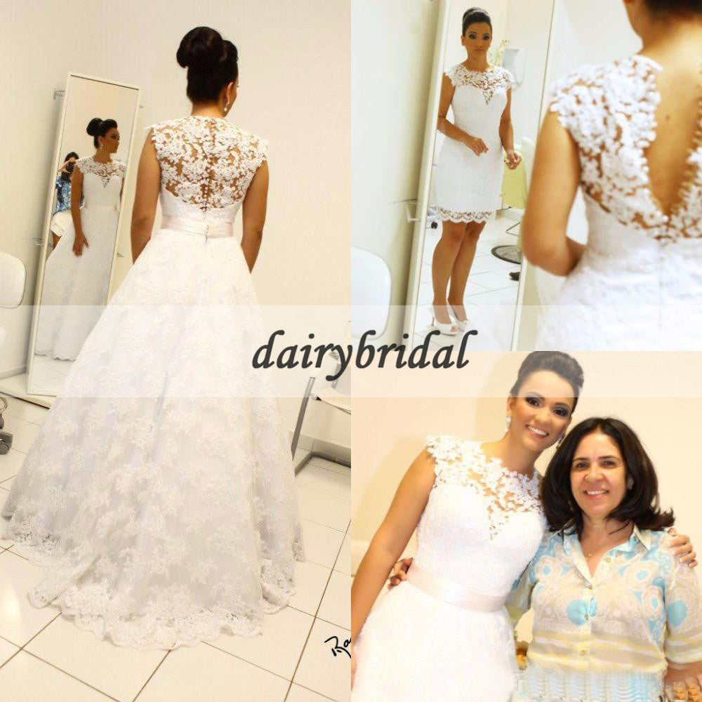 Charming Wedding Dress, Lace Wedding Dress, Detachable Bridal Dress, Unique Wedding Dress, D125