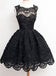 Black lace simple modest vintage freshman homecoming prom dresses, BD00129