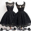Black lace simple modest vintage freshman homecoming prom dresses, BD00129