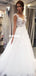 Cap Sleeve Long A-Line Wedding Dress, Applique Elegant Tulle Wedding Dress, D1441
