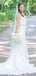 Vintage White Open-Back Mermaid Sleeveless Satin Chiffon Wedding Dresses, FC1530
