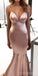 Simple Spaghetti Straps V-Neck Mermaid Sexy Backless Prom Dresses, FC1791