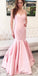 Pink Mermaid Satin Sweetheart Backless Prom Dresses, FC1831