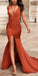 Sexy Mermaid Slit Backless Jersey Sleeveless Pleated Prom Dresses, FC1983