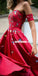 Straight Neckline A-Line Satin Backless Applique Prom Dresses, FC2038