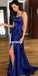 Spaghetti Straps Backless Prom Dresses, Soft Satin Side Split Prom Dresses, D241