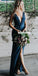 Sexy Deep V-neck Mermaid Jersey Backless Slit Pleated Bridesmaid Dress, FC2533
