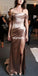 Off Shoulder Gorgeous Sheath Backless Sexy Slit Prom Dress, FC287