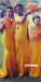 Off Shoulder Mermaid Bridesmaid Dress, Satin Yellow Bridesmaid Dress, D305