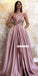 One Shoulder A-line Satin Backless Slit Prom Dress with Pockets, FC3774