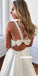 Sexy V-neck Backless A-line Satin Simple Wedding Dress, FC3797