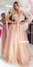 Elegant A-line Tulle V-neck Sleeveless Applique Prom Dress, FC3827
