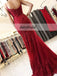 Red Spaghetti Straps Applique Prom Dresses, Tulle Mermaid Prom Dresses, D399