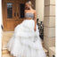Two Pieces A-line Sparkly Sequin Top Tulle Floor-length Prom Dresses, FC4025