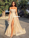 Sparkly A-line Sweetheat Off Shoulder Long Slit Prom Dress, FC4207