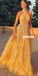 Halter Backless Tulle A-line Sequin Sleeveless Prom Dresses, FC4214