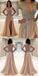 A-Line Deep V-Neck Sleeveless Charming Tulle Affordable Side Split Prom Dresses with Beading and Sweep Train,220043