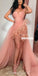 Gorgeous A-line Tulle High-Low Sleeveless Mermaid Sexy Prom Dresses, FC4303
