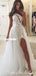 One Shoulder Mermaid Lace Sexy Slit Tulle Floor-length Wedding Dresses, FC4313
