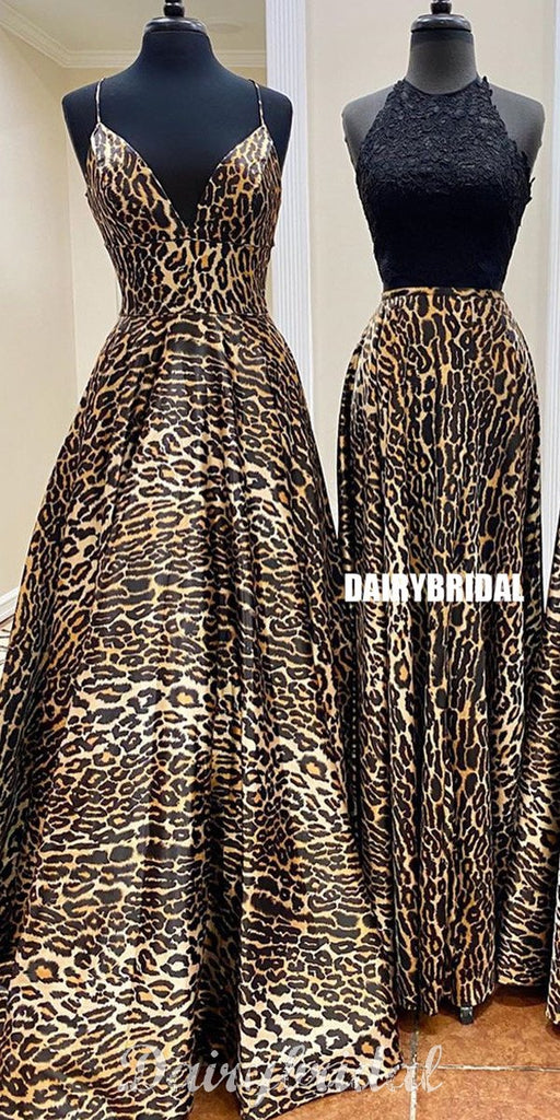 Different Styles A-line Backless Floor-length Gorgeous Leopard Print Prom Dresses, FC4426