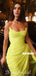 Chiffon Simple Designed Backless Tea-length Yellow Prom Dress, FC4448
