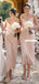 Spaghetti Straps A-line Backless V-neck Tea-length Bridesmaid Dress, FC4569