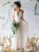 Long Chiffon A-Line Backless Floor-Length Deep V-Neck Beach Wedding Dress, LB0461