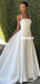 Elegant A-line Satin Spaghetti Straps Beaded Simple Designed Wedding Dress, FC4665