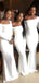 Long-Sleeves Mermaid White Floor-length Bridesmaid Dress, FC4702