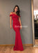 Red Mermaid Satin Prom Dress, Sexy Off Shoulder Prom Dress, D502