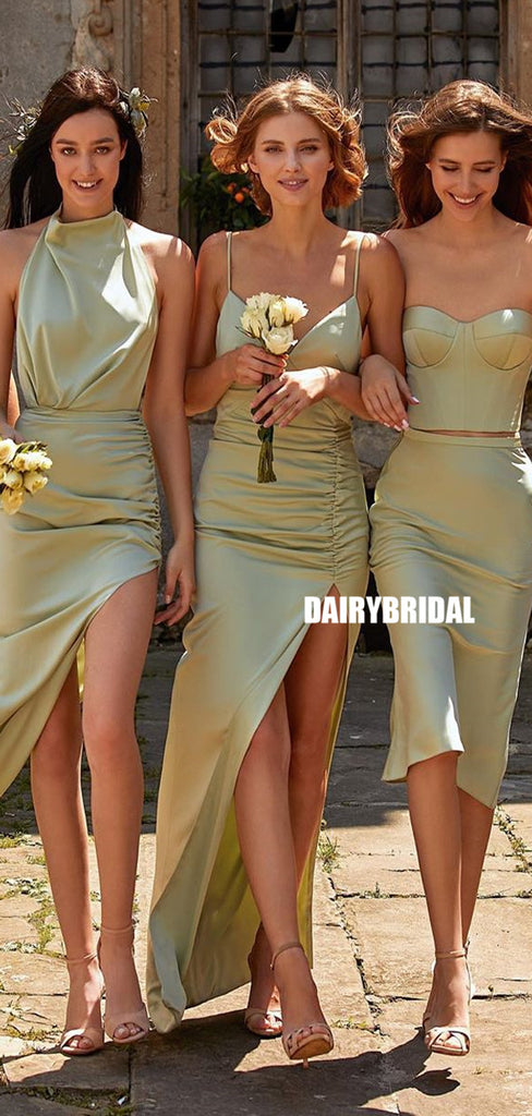 Mismatched Silk Elastic Satin Backless Charming Bridesmaid Dress, FC5208