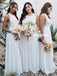Elegant A-line Chiffon Sleeveless Lace Top Bridesmaid Dress, FC5211