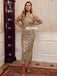 Stunning Mermaid Long Sleeve Off Shoulder Sparkle Prom Dress, FC5318