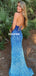 Gradual Sequin Mermaid Straight Neck Backless Sexy Slit Prom Dresses, FC5367
