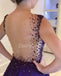 Sparkle Beaded A-Line Prom Dress, Charming Purple Tulle Prom Dress, D577