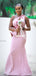 Gorgeous Mermaid One Shoulder Pink Appliques Long Bridesmaid Dress, FC5925