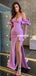 Off Shoulder Mermaid Sexy High Slit Long Prom Dresses, FC5981