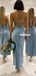 Sheath Mermaid Spaghetti Straps Cross-Back Ankle-Length Bridesmaid Dress, FC6024
