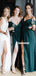 Spaghetti Straps A-line Chiffon V-neck Slit Backless Bridesmaid Dress, FC6025