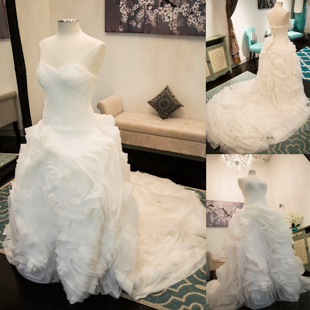 Charming Sweet Heart White Lace Up Unique Long Wedding Dresses, WG615