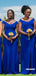 Stunning Royal Blue Off Shoulder Mermaid Floor-length Bridesmaid Dress, FC6184