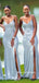 Sparkle Sequin Spaghetti Straps V-neck Sexy Side Slit Backless Bridesmaid Dress, FC6187
