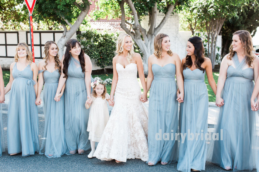 Convertible Tulle Bridesmaid Dress, Cheapest Backless Bridesmaid Dress, D638
