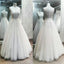 Unique Beaded Mixed Lace See Through Charming Applique Long Wedding Dress, WG642