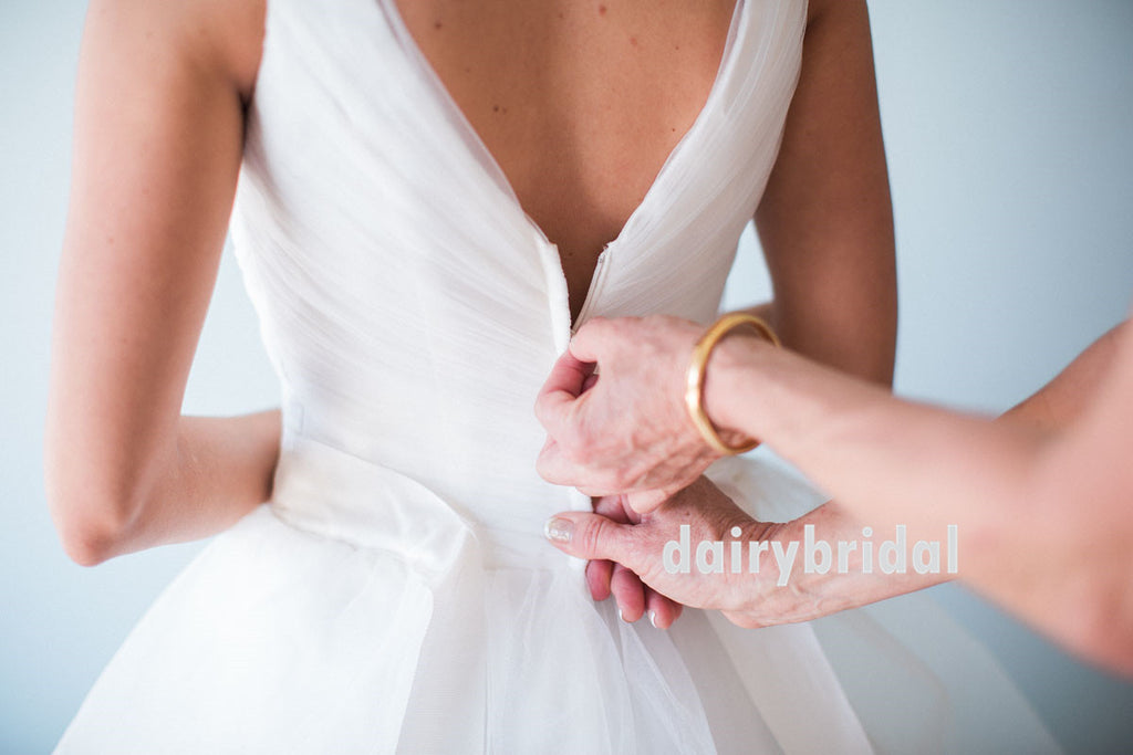 Charming V-Neck Wedding Dress, A-Line Sexy V-Back Floor-Length Wedding Dress, D645