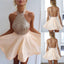 Halter Sleeveless Sequin Homecoming Dress, Backless Junior School Dress, Knee-Length Homecoming Dress, DA001