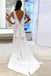 Satin Mermaid V-Neck Wedding Dress, Charming Backless Wedding Dress, D819