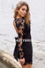 Long Sleeve Lace Homecoming Dress, V-Neck Open-Back Homecoming Dress, D826