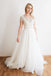 Tulle Wedding Dress, V-Neck Wedding Dress, Beading Bridal Dress, Simple Wedding Dress, Floor-Length Wedding Dress, A-Line Wedding Dress, DA874
