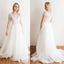 Tulle Wedding Dress, V-Neck Wedding Dress, Beading Bridal Dress, Simple Wedding Dress, Floor-Length Wedding Dress, A-Line Wedding Dress, DA874